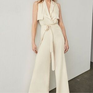 NWT BCBGMAXAZARIA size XS cream Beckett Trench Jumpsuit